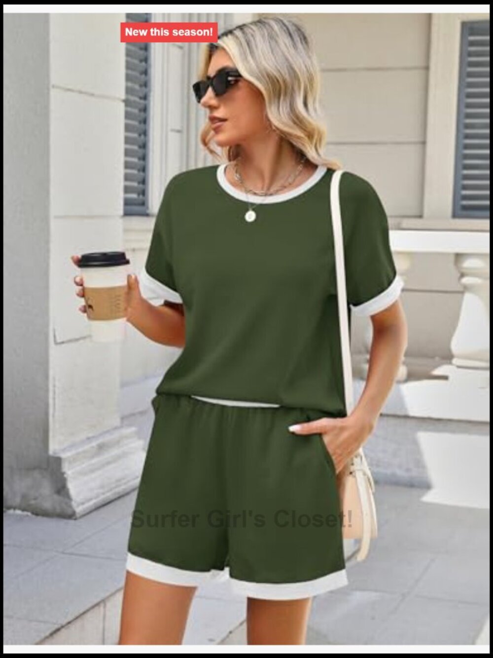 2 Piece Lounge Set Short Sleeve Summer Vacation Matching Outfits Shorts with - Picture 3 of 7